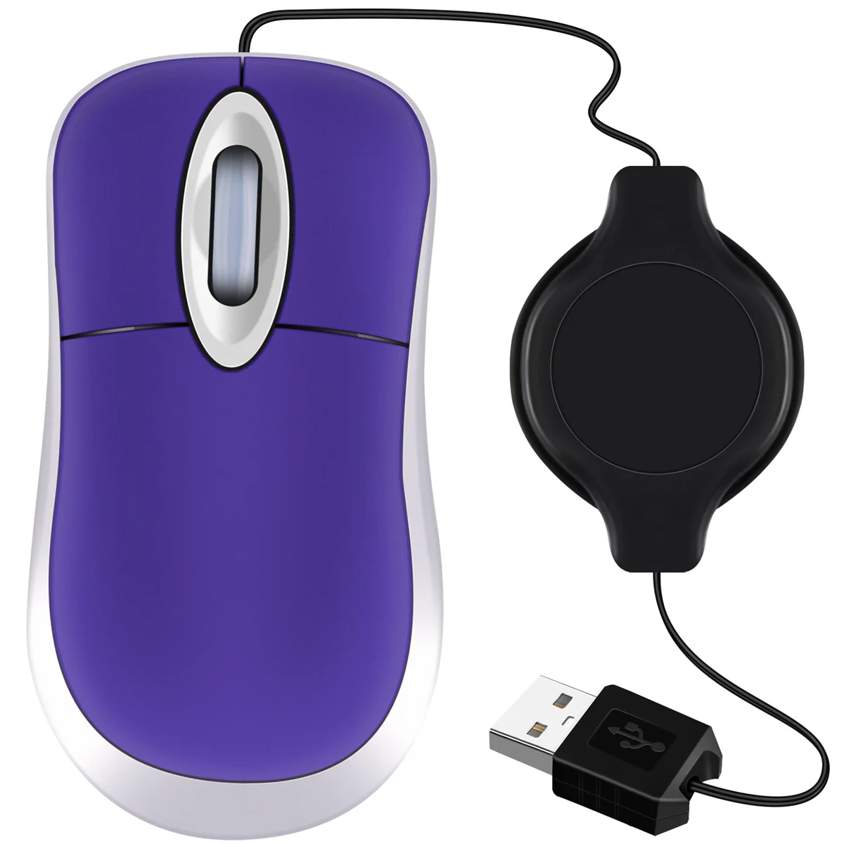 Mini USB Wired Mouse Retractable Tiny Small Mouse 1600 DPI Optical Compact Travel Mice for 98 2000 XP Vista Version