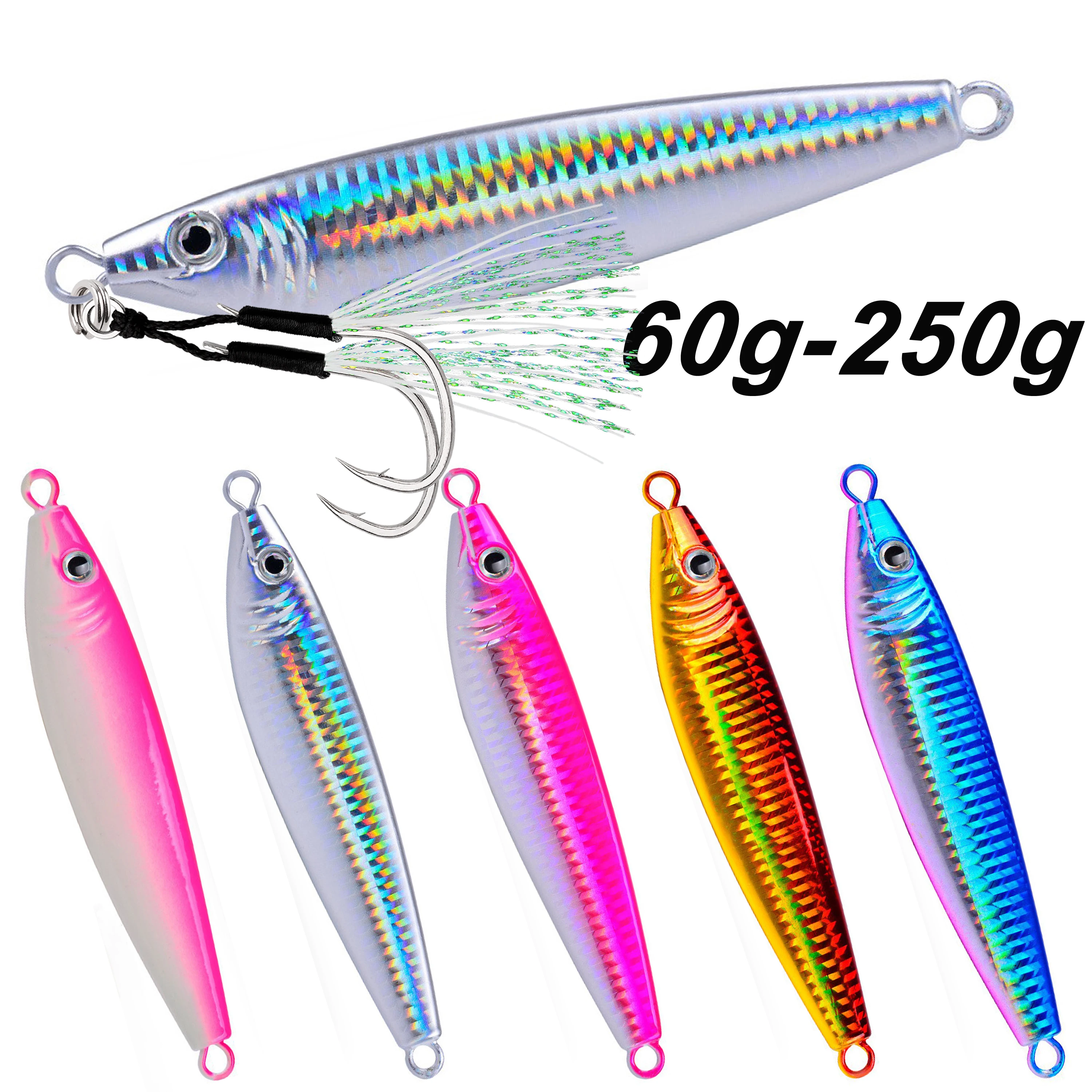 Señuelo de pesca en forma de S de Metal duro, 60g-250g, señuelo de pesca que se hunde, luminoso, de caída rápida, Jigging, plantilla de aguas profundas, 1 ud.