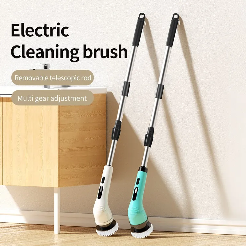 

Многофункциональная щетка для чистки ванной комнаты с беспроводной длинной ручкой и телескопической электрической щеткой для чистки