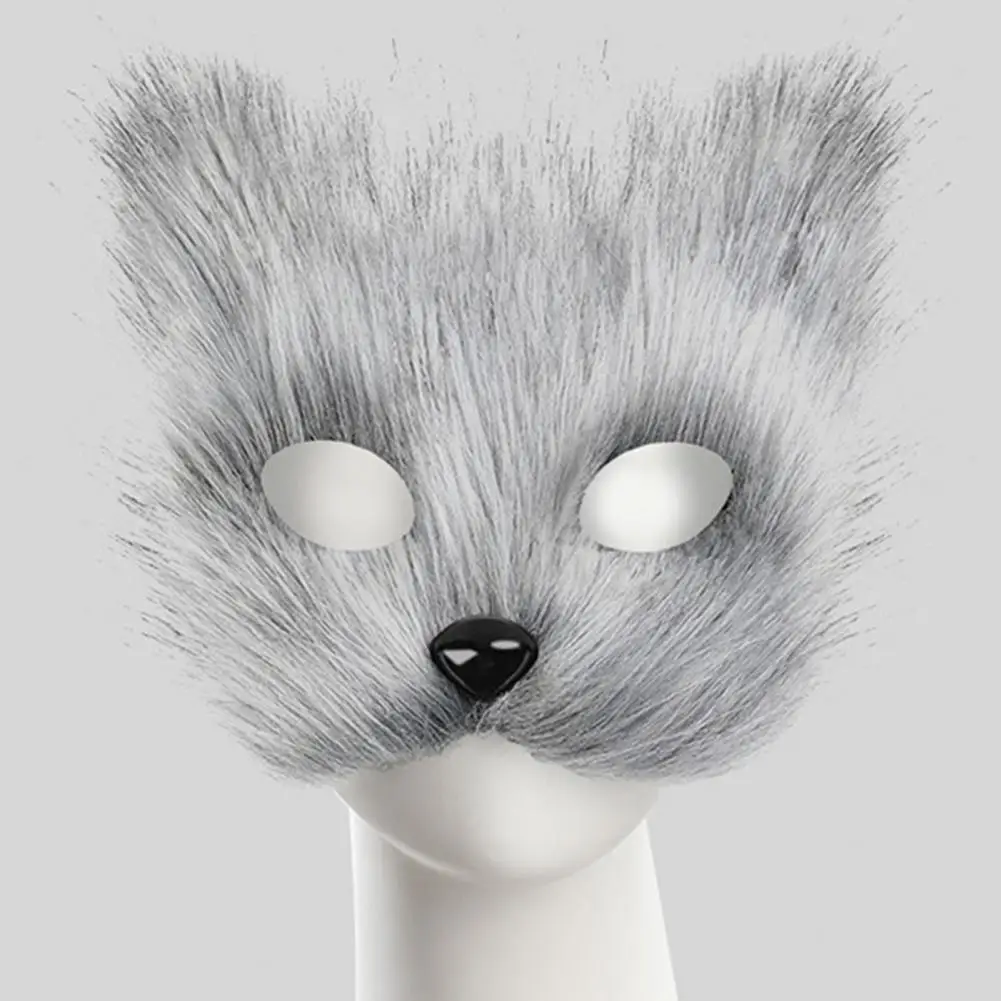 Plush Fox Cosplay Mask, Fluffy Fox Tail, Cosplay Costumes Props, Fuzzy Fox Mask for Costume Party Anime Convention