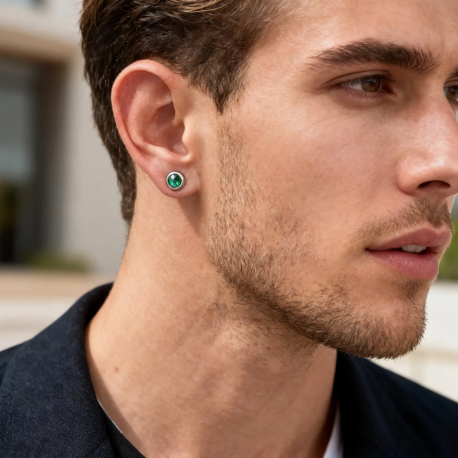 Vnox Magnetic Zircon Stud Earrings for Men, 8mm Stainless Steel Non-Pierced Clip Earrings, Hypoallergenic Punk Rock Jewelry Gift view 3