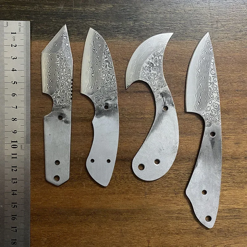 Dropship Outdoor Camping Fixed Blade Knife Blank Damascus Steel DIY Semi-finished  Knife Hunting Survival Tool Parts Accessories