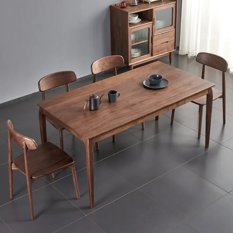 Nordic black walnut all solid wood dining table and chair combination modern simple conference table household rectangular desk