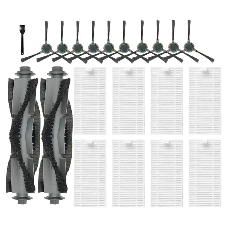 

Запасные части AB46-21PCS для робота-пылесоса AIRROBO P20: основная щетка, боковые щетки, HEPA-фильтры, чистящие щетки.