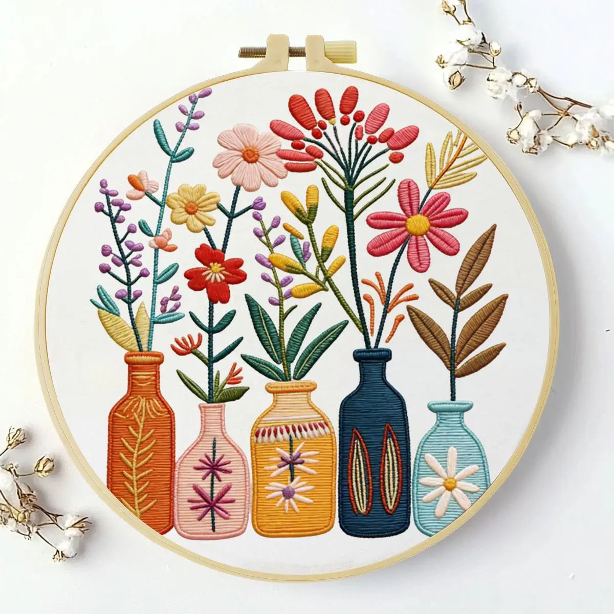 1 Stück 20x20cm/15x15cm 7,87/6,3 Zoll Vasen-Stickerei-Starter-Kit DIY-Kit DIY-Stickerei-Set Handarbeiten Heimdekoration Nähkunst – Detail 2