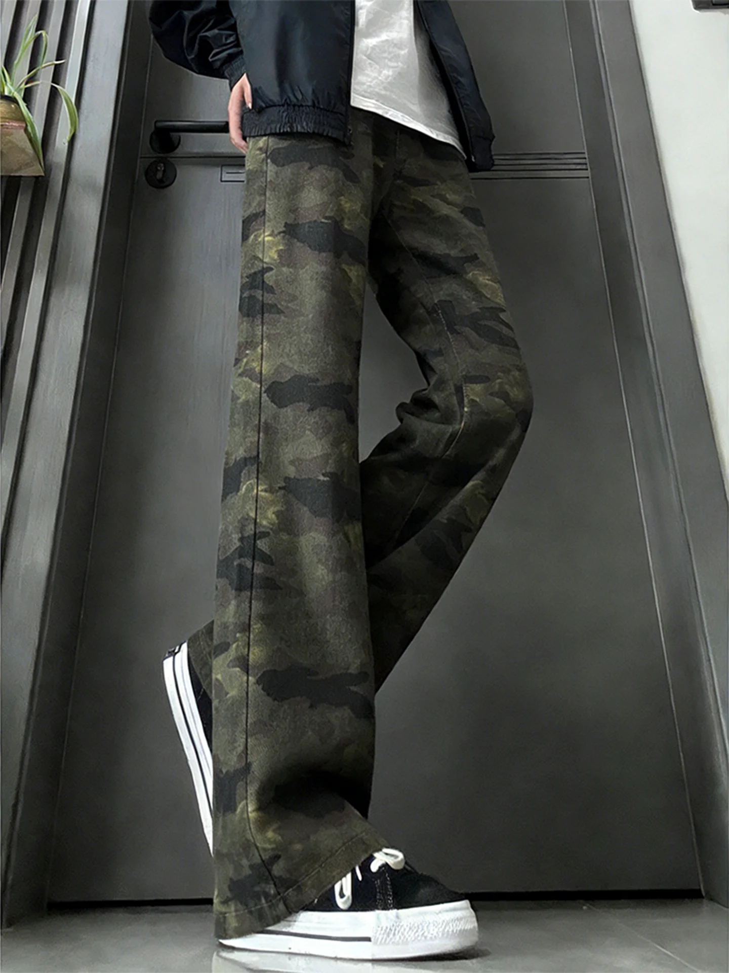 

Cleanfit Men's Bell Bot Jeans Straight Leg Knife High Street American Sle Cleanfit Trendy Straight Tube Jeans