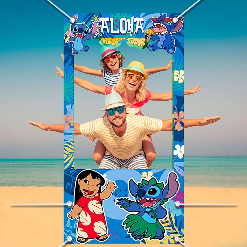 1pc90x180 Disney Star And Stitch Photo Booth Photo Frame Props Photo Children\'s Birthday Decoration Shooting Background Cloth