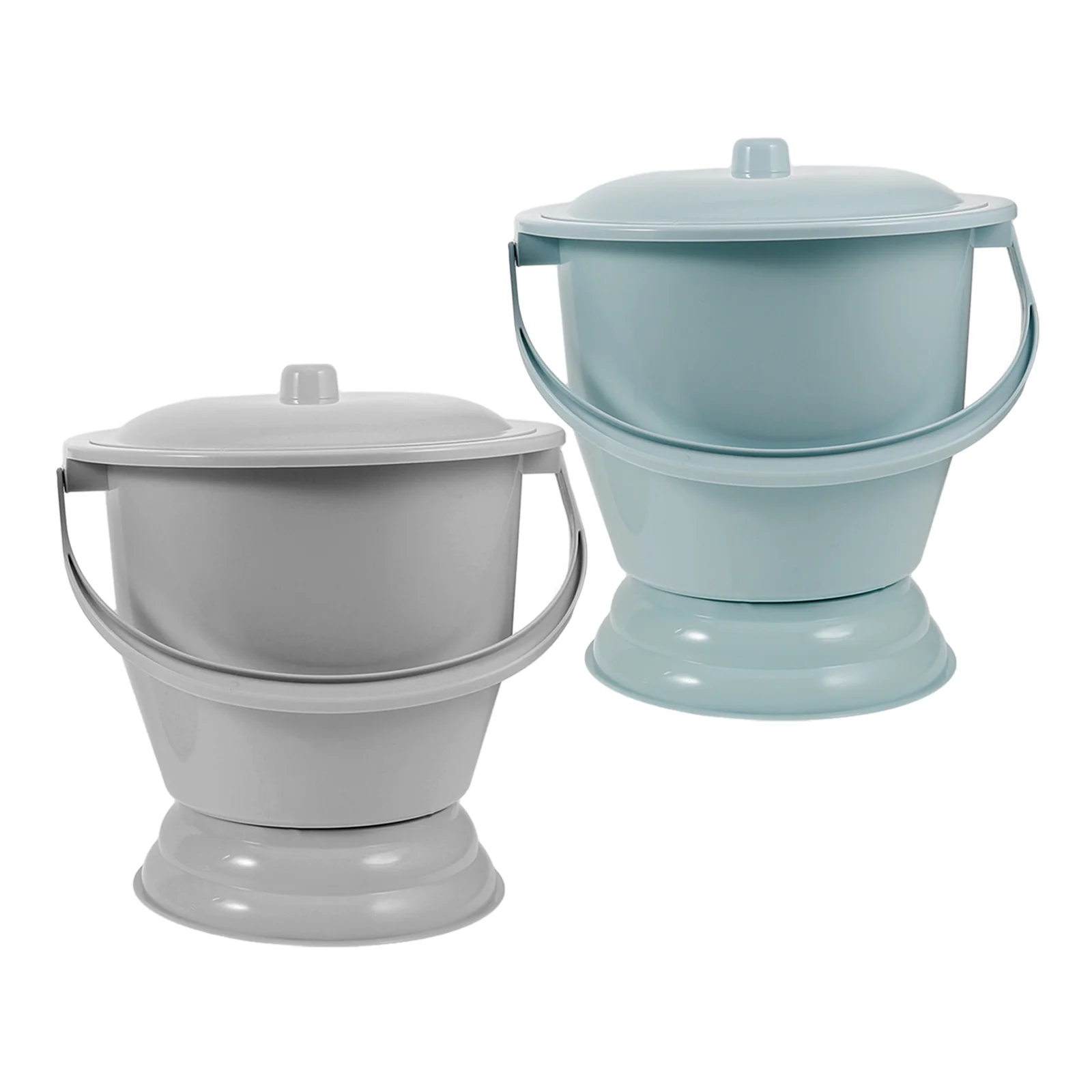 

2pcs Plastic Chamber Pot Adult Toilet Spittoon Portable Urine Pot Gray Blue Durable Lightweight Non Slip Design Camping Home