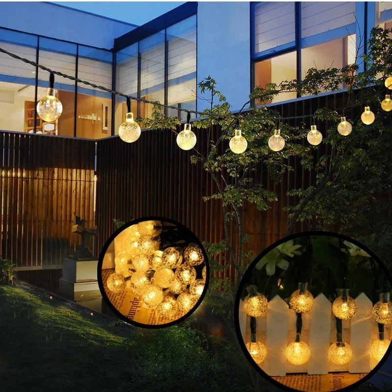 Pop 20/30/50 LED Crystal Ball LED Solar Lamp Power LED String Fairy Lights Solar Garlands Garden Christmas Decor For Outdoor