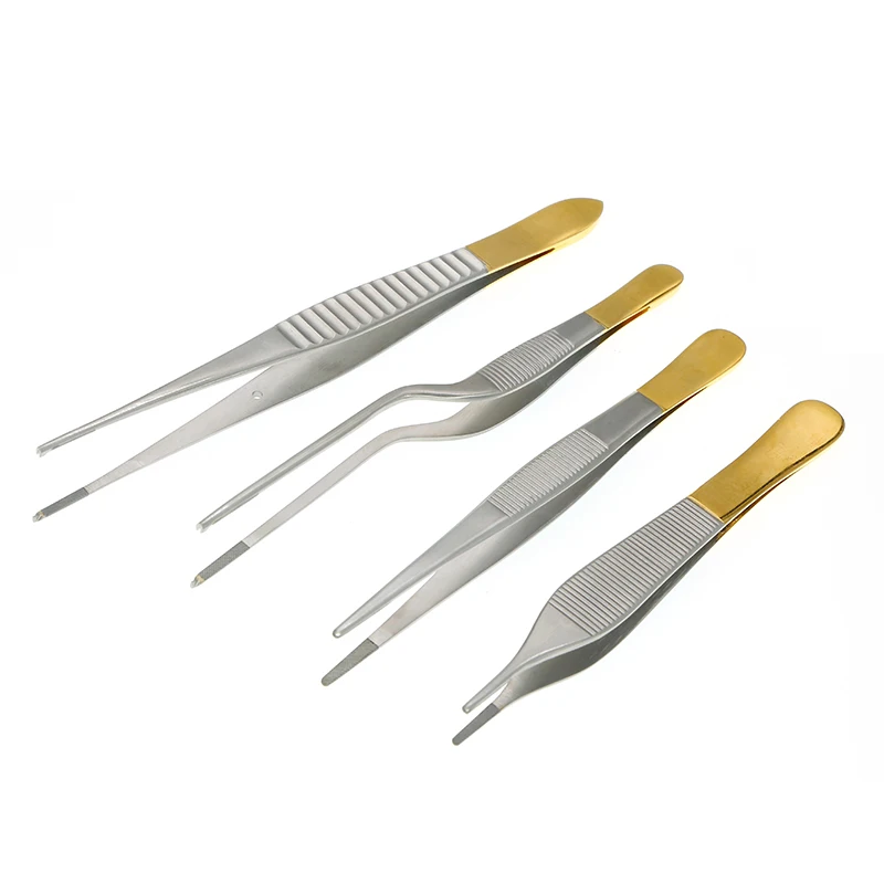 

Inlayed non-toothed forceps Gold handle 12cm 14cm platform toothed forceps Cosmetic surgery forceps Coarse toothed forceps