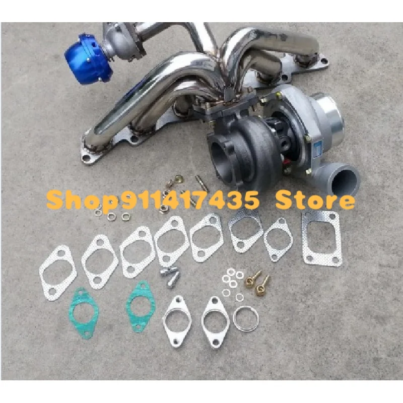 Universal Turbo Turbocharger 0.63A/R V Band Flange Oil Cold 420HP 2.0-3.5L for VW 1.8T T3 T4 .63 AR 360 Degree Gasket