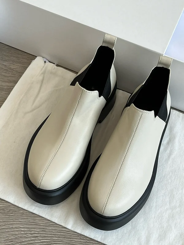 

Withered 2025 SS Cowhide Shoes Comfortable 6cm Thick Sole Slip-On Loafers Women Shoes Minimalist Leather Flat Shoes Women
