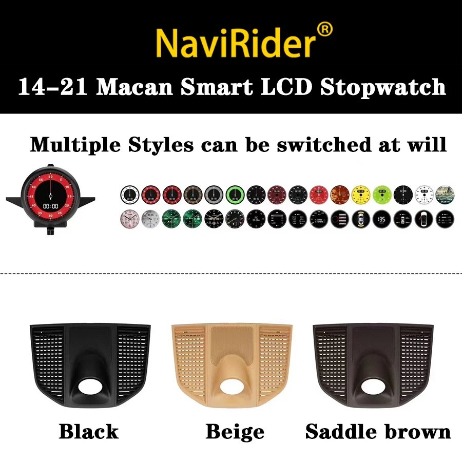 New Upgrade LCD Car Stopwatch For Porsche Macan 2014-2021 Interior Dashboard Central Clock Compass Time Electronic Meter