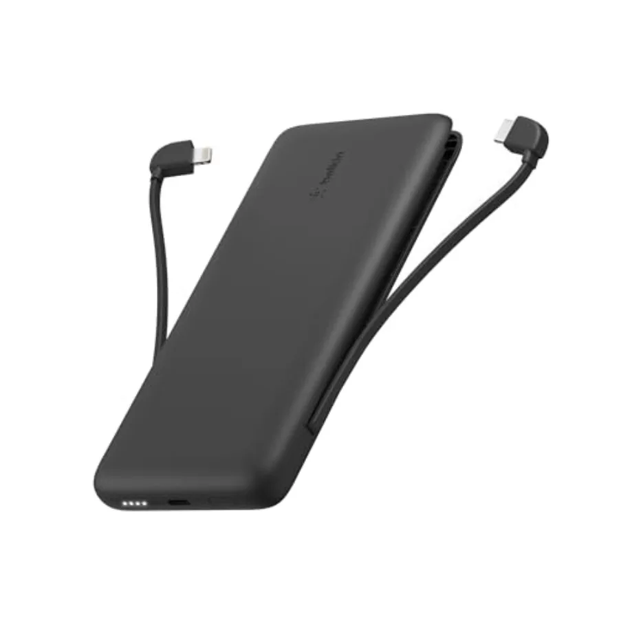 

Portable Charger Power Bank for iPhone/Android 10000mAh 23W Battery Pack with Integrated USB-C Lightning Cables Pass-Through Ca