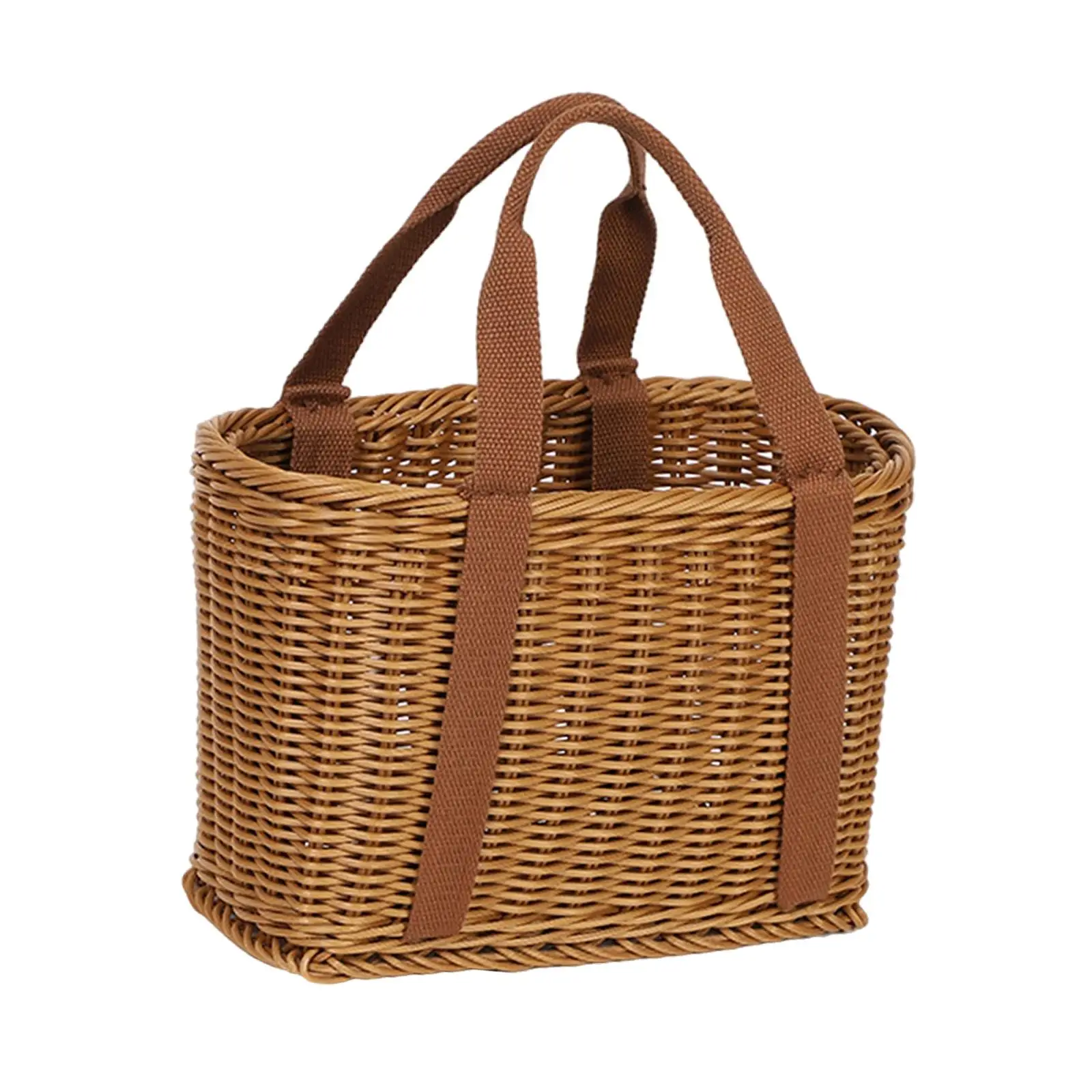 سلات تخزين مصنوعة يدويًا سلة نزهة ديكور تقليد الروطان المحمولة متعددة الاستخدامات