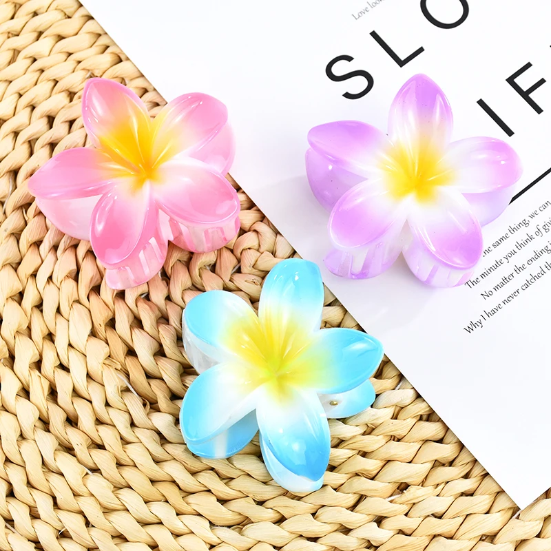 Egg Flower Hair Clips Hawaii Beach Vacation Women Bohemia Flower Large Hair Claw Hairpin Women Girl Accessories Makeup Ornamnets