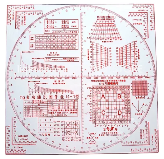 TQ-1 type function map recognition map ruler geographic coordinate ruler longitude and latitude measuring ruler topographic map