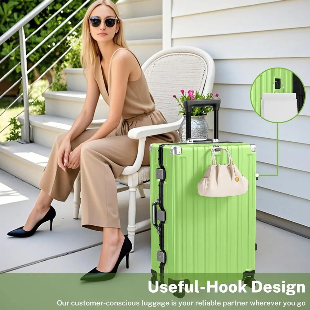 حقيبة دوارة معتمدة من TSA مقاس 28 بوصة مع غلاف صلب من مادة PC+ABS للسفر #6