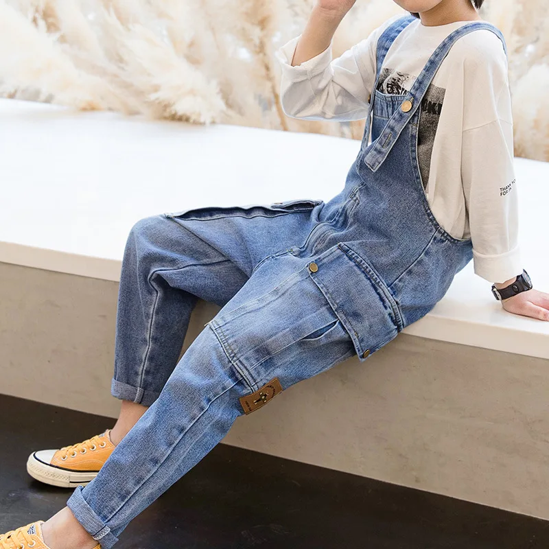 New Boys Jeans Teens Overalls Rompers School Denim Jumpsuit Pants Overalls for Big Boys 6 7 8 9 10 11 12 13 14 Years