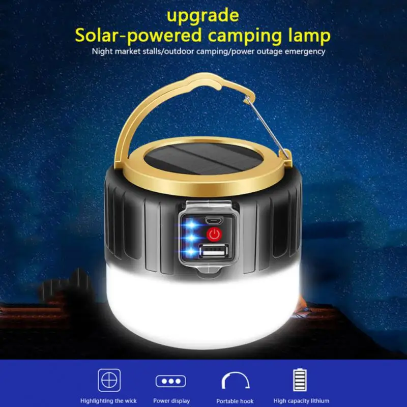 Super Bright Night Market Bulb Lights Emergency Lights Camping Lights 190W/280W LED Solar Charging Remote Control Tent Lights