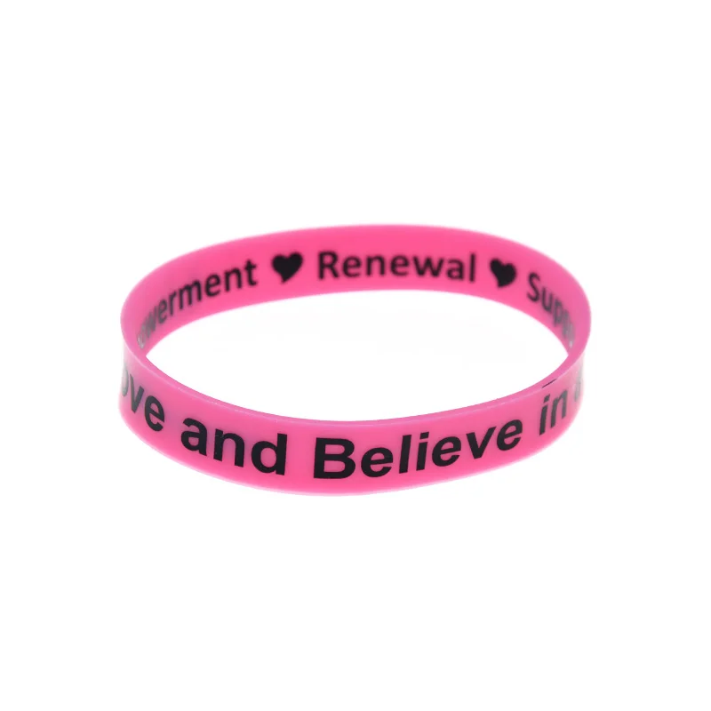 50 Stück „Live Love and Believe in a Cure“ Inspirierendes Silikonarmband, Hoffnung, Stärkung, Neuanfang, Unterstützung, Handgelenksband – Detail 4