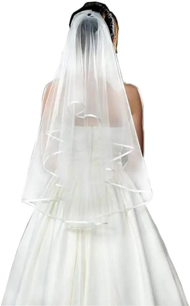 Bridal Veil Wedding Vails Women's Simple Short Wedding Veils White Ivory Tulle with Comb