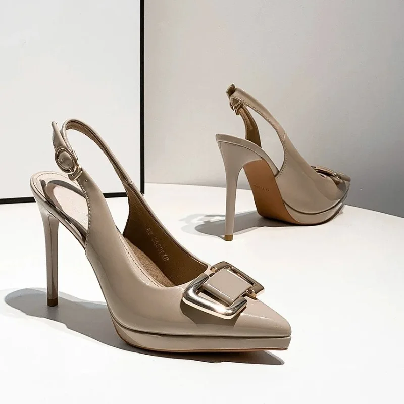 

Shallow Pointed Toe Heels 2026 Summer Fashion New Fashion Comfortable Non-slip Square Buckle Wrapped Toe Sandals