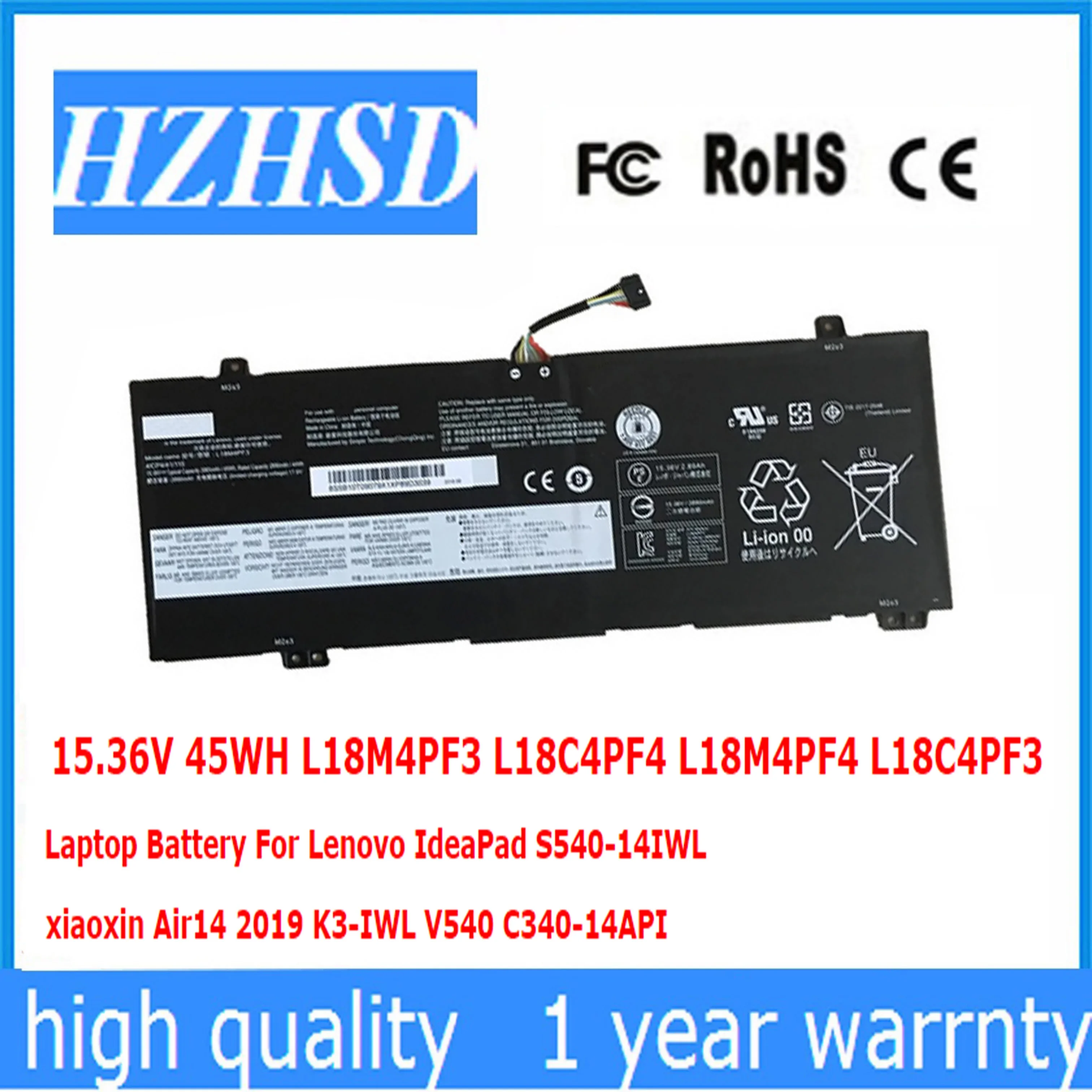 

15.36V 45WH L18M4PF3 L18C4PF4 L18M4PF4 L18C4PF3 Laptop Battery For Lenovo IdeaPad S540-14IWL xiaoxin Air14 2019 K3-IWL V540 C340