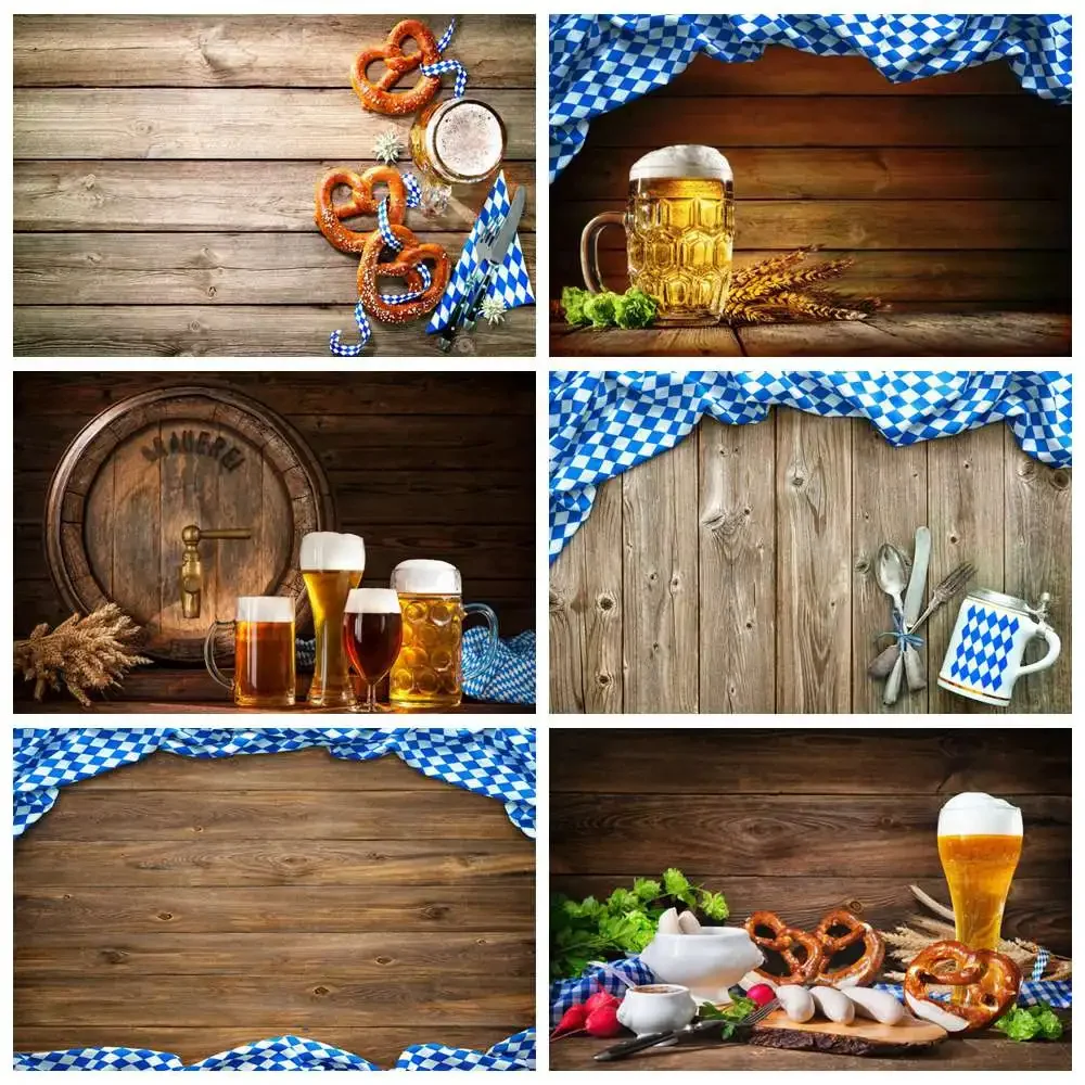 

MOON.QG Oktoberfest Backdrop Beer Festival Background for Photography Wood Board Party Decoration Studio Photo Banner Poster