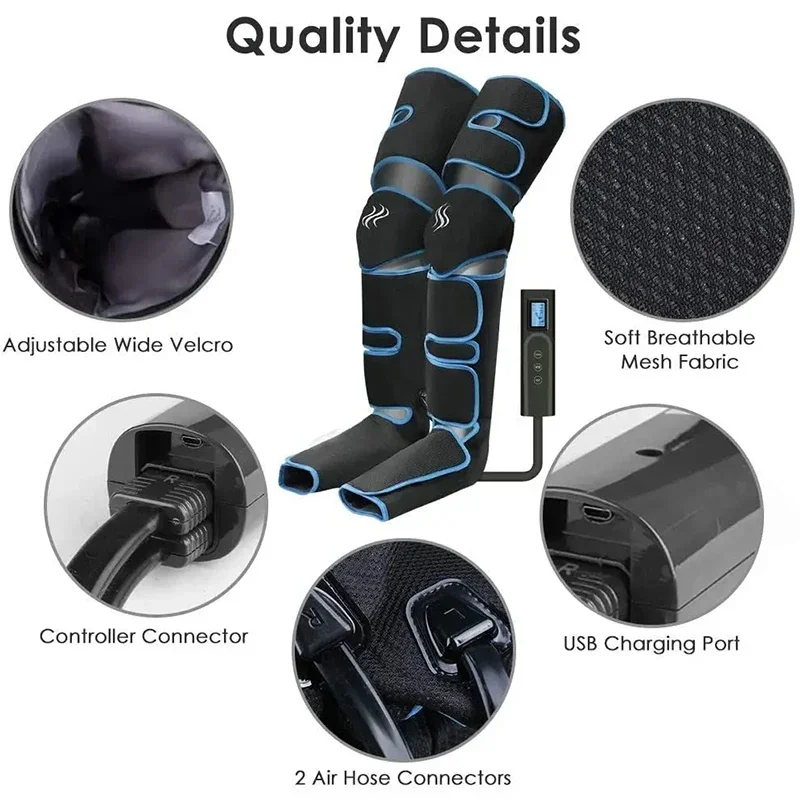 360° Foot Air Pressure Leg Massager Promotes Blood Circulation Muscle Relaxation Lymphatic Drainage Relieve Foot Leg Health Care