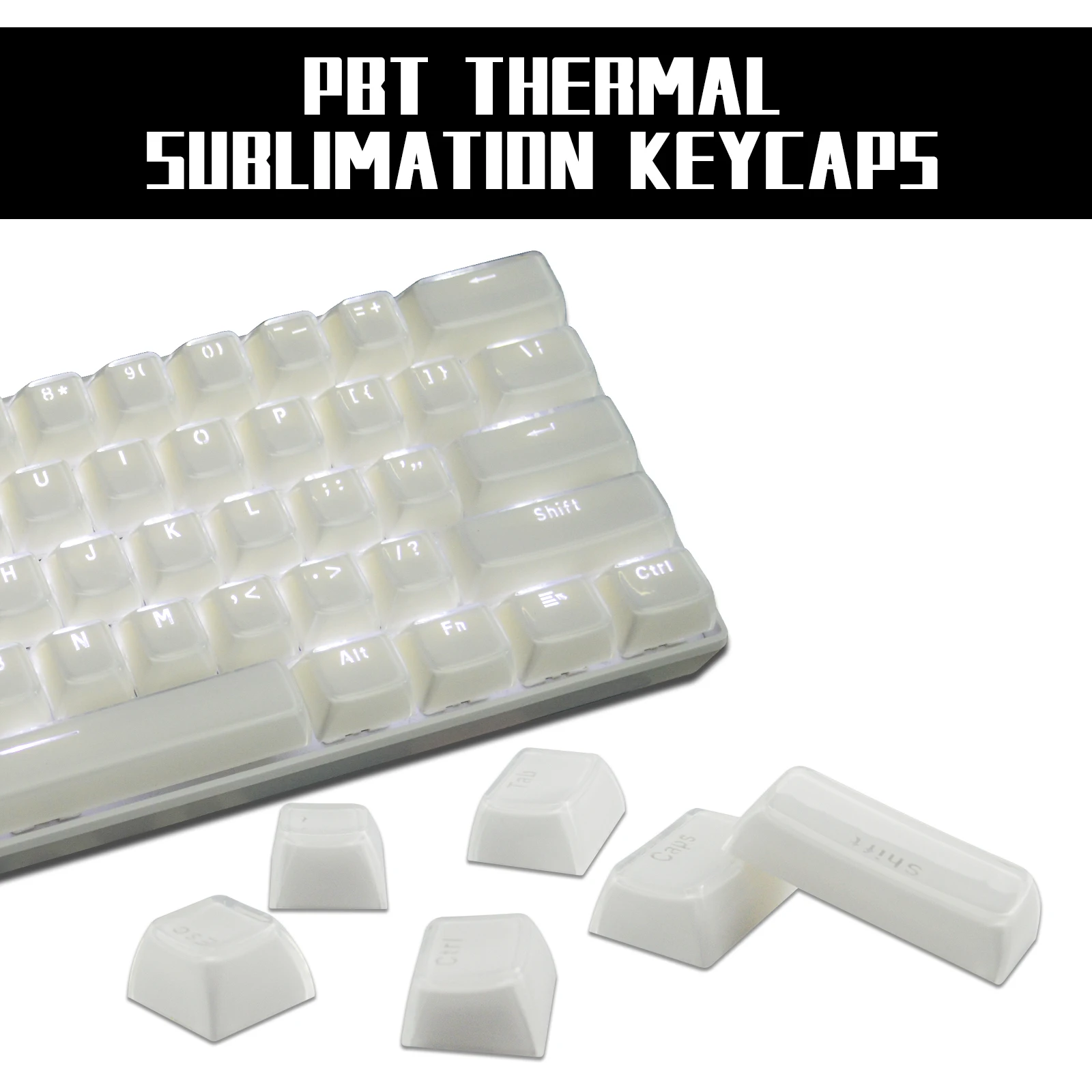 

White Jelly Ice Crystal ABS 111 Round Keycaps Font Transparent Mechanical Keyboard OEM Profile Keycap Set for Gaming Keybaord