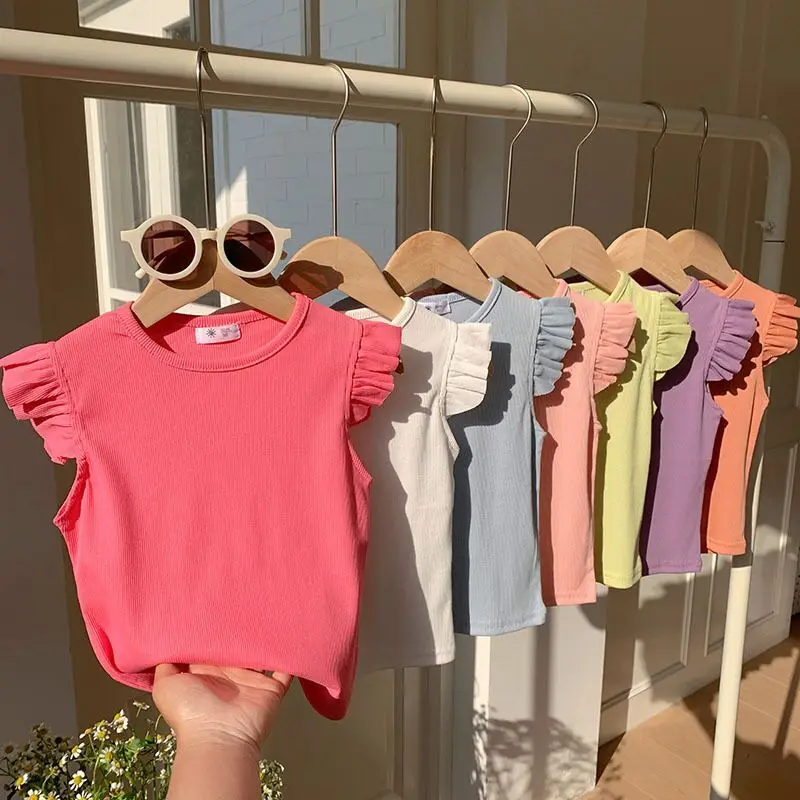 1-6Years Infant Girls TT-Shirt For Girls Summer Solid Black White Pink Red Tee TopsT Shirt Summer Children Tops