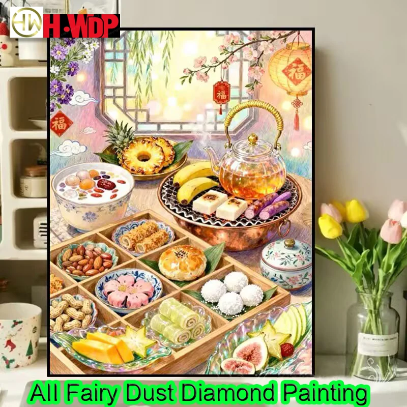 100% Fairy Dust Diamond Painting Kit Cat Square Diamond Embroidery Japanese Dessert Stitch AB Diamond Art Full Crystal Decor