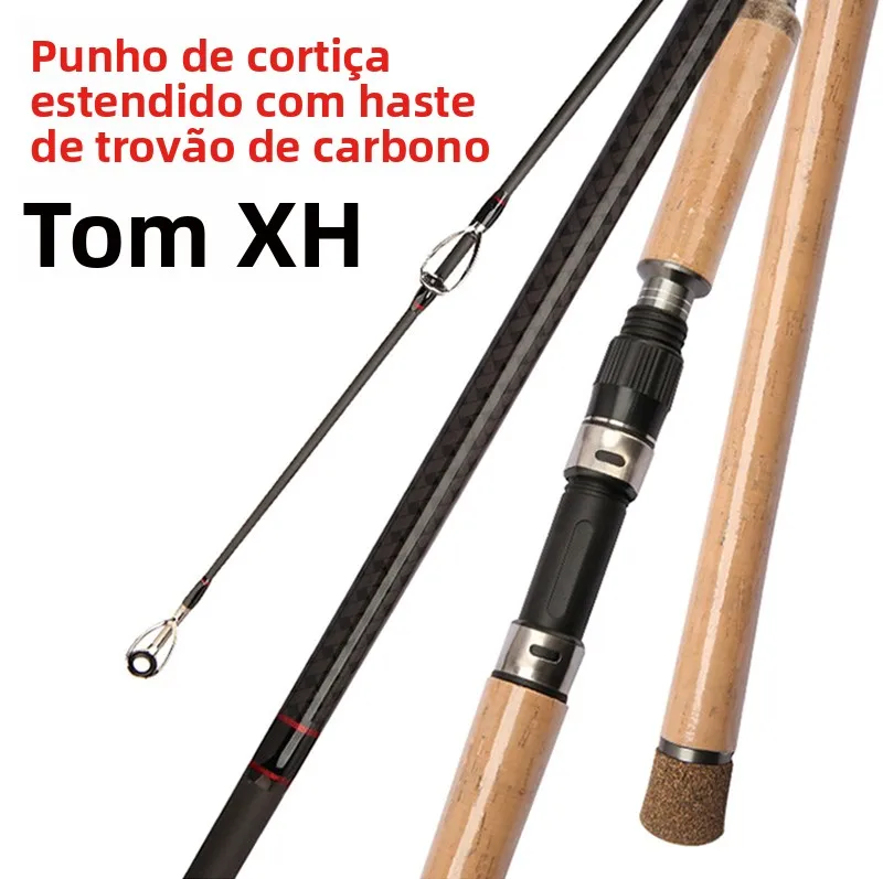 ultra-light-super-hard-xh-tuning-black-bass-fishing-rod-straight-handle-gun-handle-anchor-rod-carbon-fiber-fishing-gear