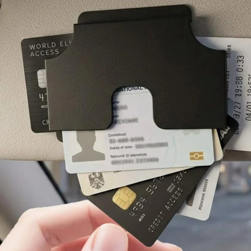 Soporte para tarjetas para coche, caja de almacenamiento de tarjetas de combustible, ranura de tarjeta de alta velocidad, soporte para tarjetas, parasol para coche, organizador de tarjetas