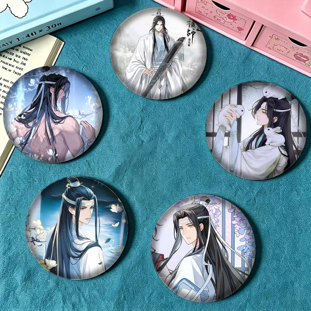 Anime Mo Dao Zu Shi Lan Wangji 25 32 44 58 75mm Badges Personalized Round Brooches Pins Accessory Gift