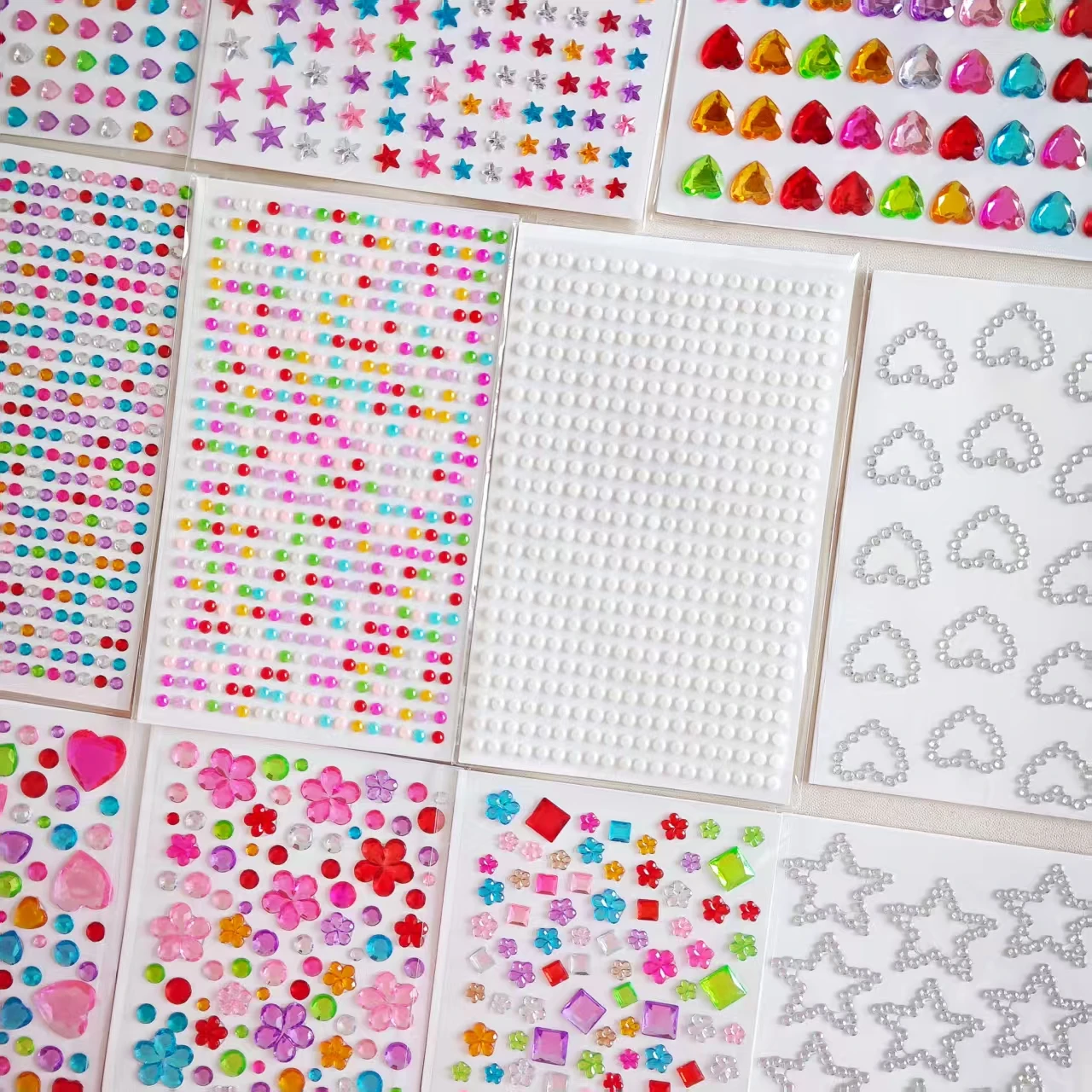 3800 Diamonds, 16 Sheets of Colorful 3D Rhinestone Stickers, Various Pattern Mix-And-Match Sets, Children's Sticker Stationery Suitable for DIY Face Decoration and Dress-Up
