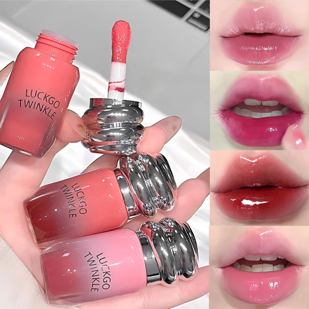 6 ألوان مرآة مائية خفيفة ملمع شفاه 6 ألوان مصطبغة للغاية لترطيب الشفاه، مكياج شفاه لامع يدوم طويلاً