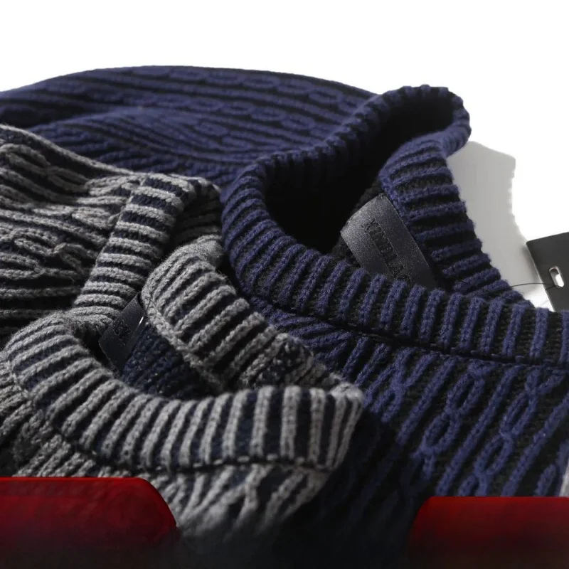 

Ретро-японский стиль! Утолщенная пряжа высокой плотности! Мужской вязаный свитер с круглым вырезом, модный, в городском стиле, с длинными рукавами