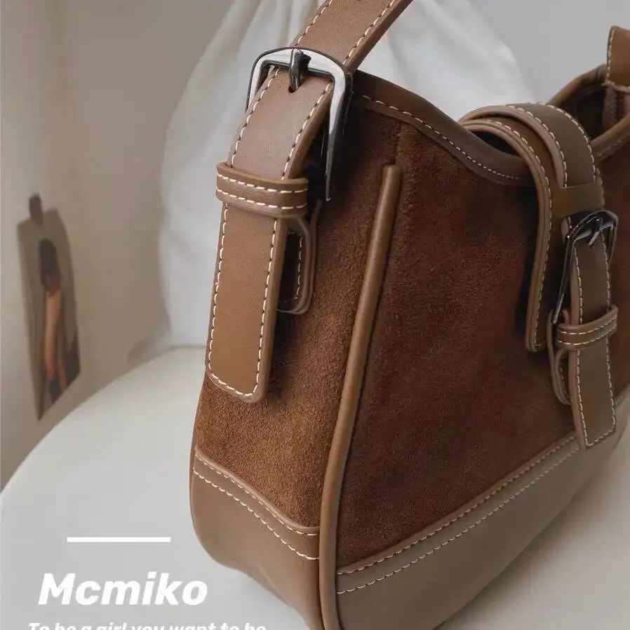 Bloom Vintage Brown Shoulder Bag Women New Autumn Patchwork Chic Leather Casual Crossbody Bags Female Retro Versatile Handbag