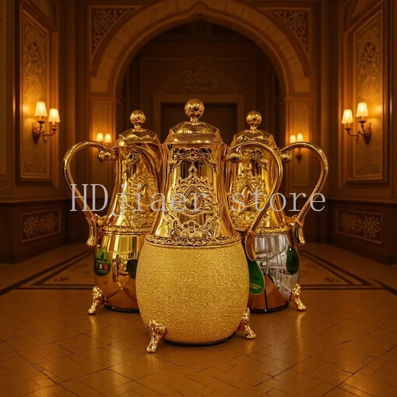 

Arabic Style Dubai Inspired Vacuum Insulated Flask: Large Capacity Glass Liner Portable for Home & Travel