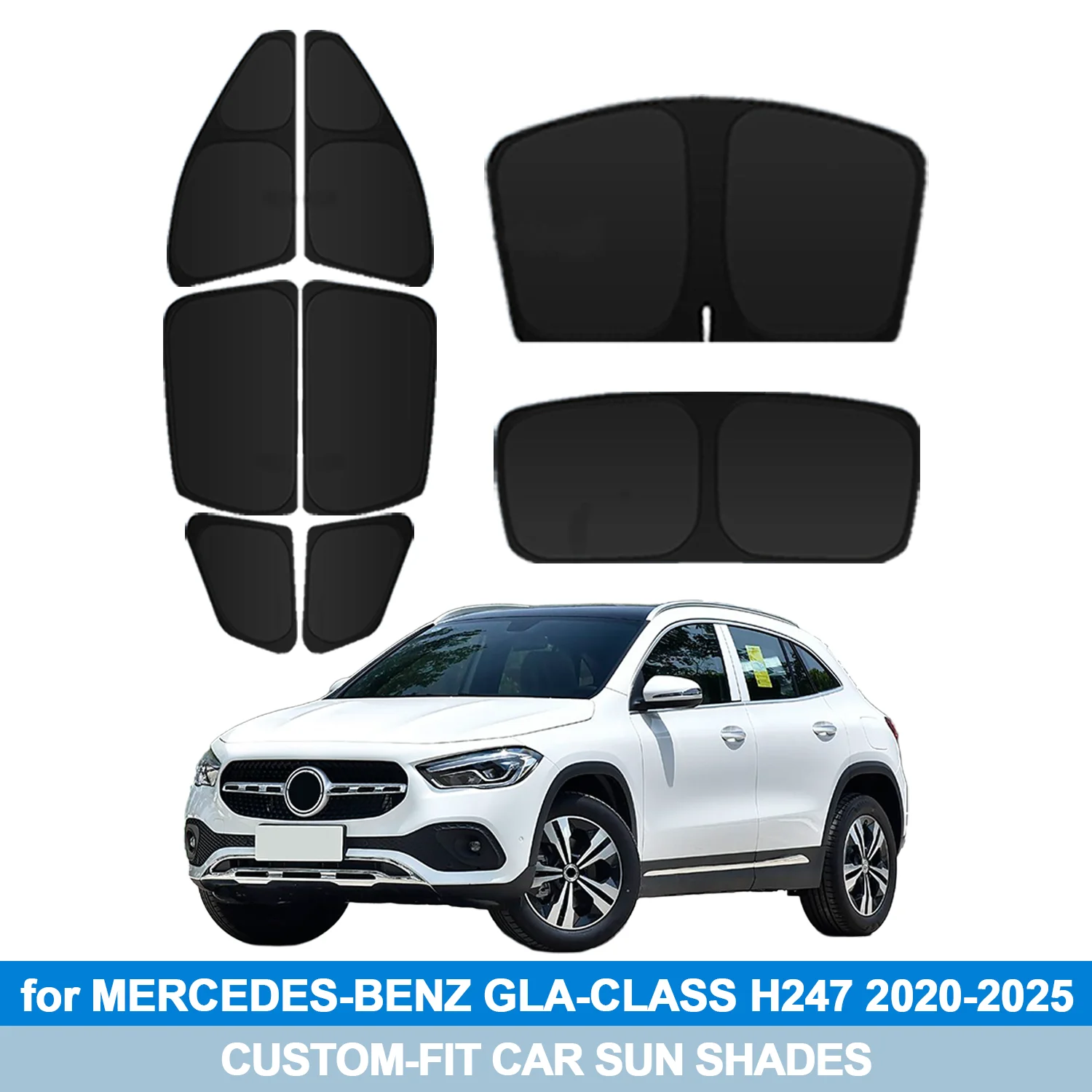 

For MERCEDES-BENZ GLA-CLASS H247 2020-2025 Windshield Sun Shade Side Window Shades Cover Sun Visor Shield Privacy Protection