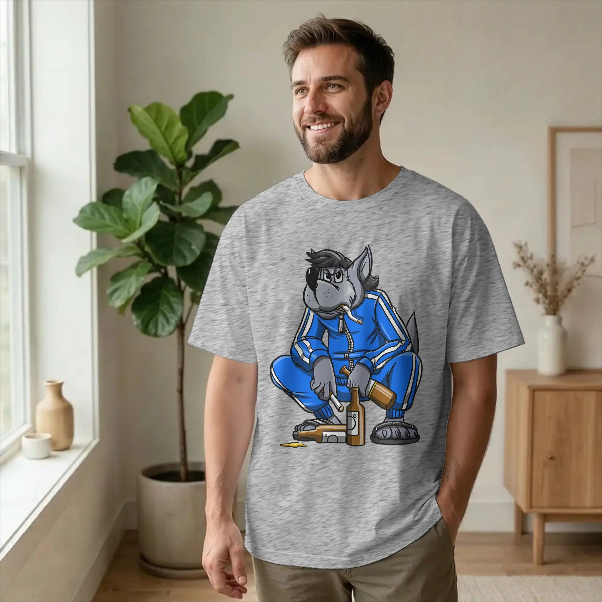 Funny Gopnik Russian Squat Nu Pogodi Wolf Russia T-Shirt Men Round Neck Short Sleeve Tops  Cotton Summer Tops