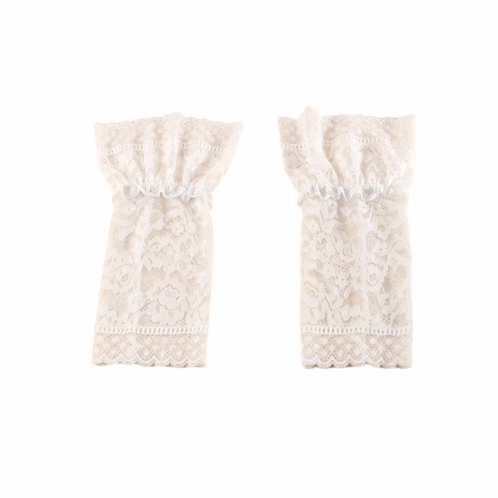 

Lace Ruffles Pleated Detachable Cuffs Sunscreen Fingerless Gloves Lace Fake Sleeves Cuff Ruched False Cuffs Cosplay Party