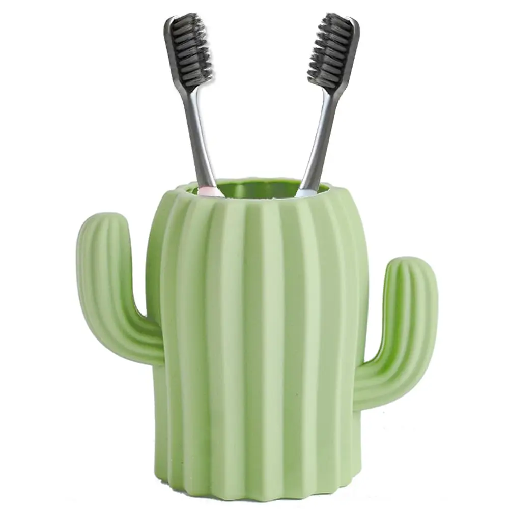 

Silicone Kids Cactus Cute Toothbrush Holder for Bathroom Decor Countertop Organizer, Unbreakable (1, Green)