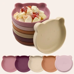 Baby Weaning Dishes Baby Silicone Sucker Plate Cartoon Bear Bowl Dining Appliance Feeding Solid Food Children's Tableware