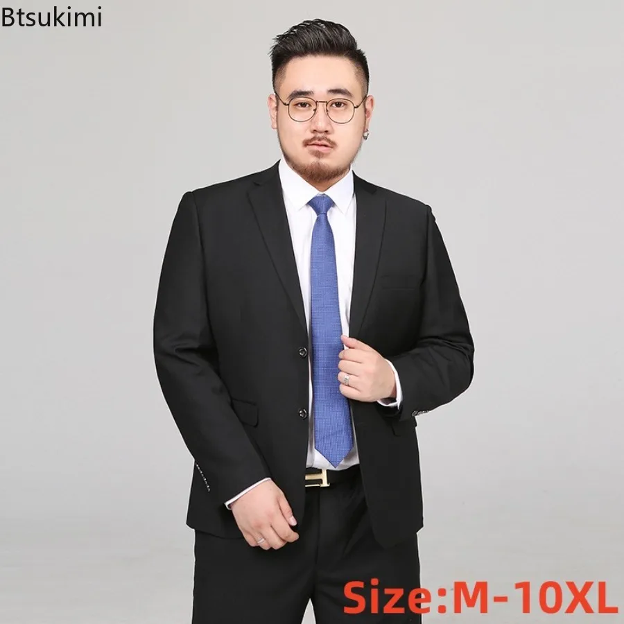 

2025 Men's M-10XL Spring Autumn New Wedding Fashion Handsome Suit Business Leisure Office Suit Coat Stylish Plus Size Clothing