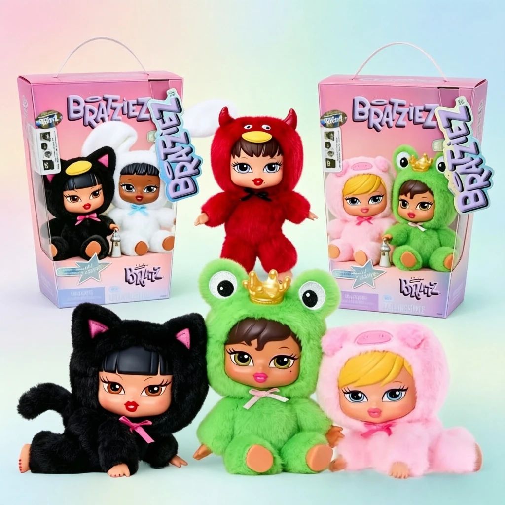 MGA Bratz Bratziez Iconz Series Blind Box Zabawka Kolekcjonerska Słodkie Lalki Zawieszki Pluszowe Figurki Winylowe Wypchane Breloczki Prezent Urodzinowy dla Dziewczynek