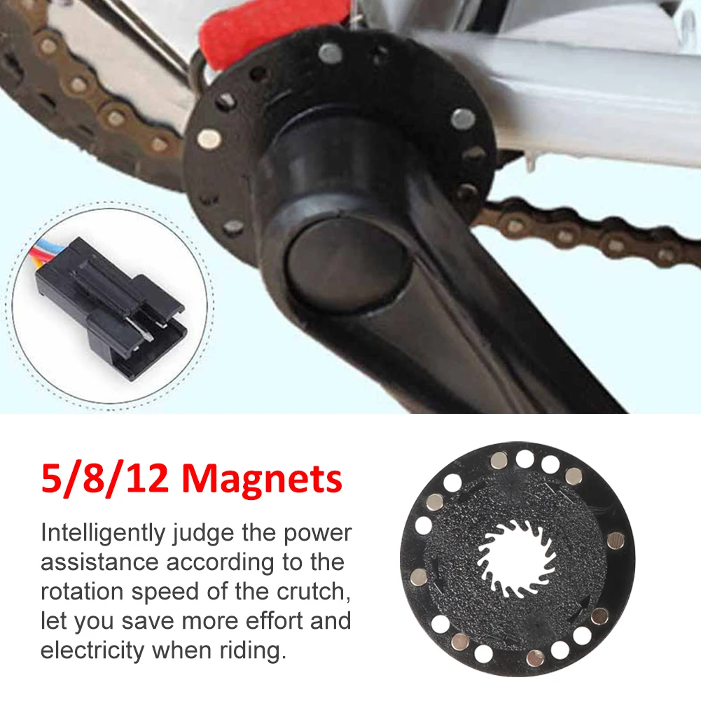 Electric Bicycle Pedal Accessory 5/8/12 Magnets E-bike PAS System Assistant Sensor Speed Pulse Sensor Black Color E-bike Parts