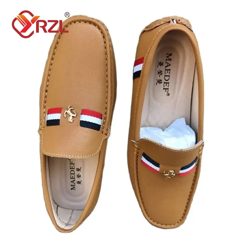 YRZL Loafers Men New Design PU Leather Loafers for Man Casual Slip on Moccasins Men Comfy Brown Moccasin Driving Loafers for Men